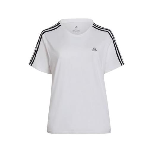 adidas donna essentials slim 3-stripes tee (plus size), white/black, xl plus