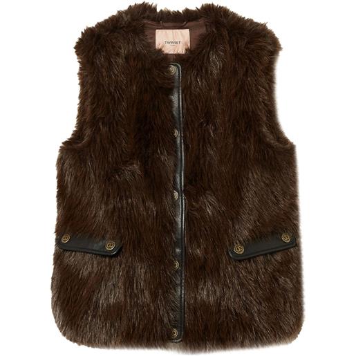 TWINSET gilet in finta pelliccia - marrone