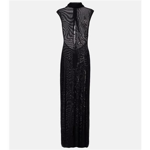 Jean Paul Gaultier abito lungo in mesh con paillettes
