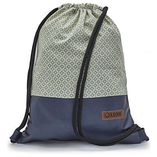 By Bers leon sacca da palestra con tasche interne con chiusura lampo, borsa da donna e da uomo, zigzag_nero, 40cm hoch, sacca da palestra