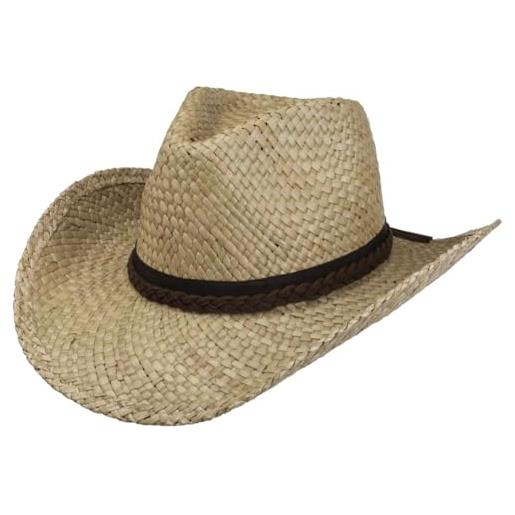LIPODO cappello di paglia palmhurst cowboy donna/uomo - da sole estivo con nastro in grosgrain estate primavera/estate - m (56-57 cm) natura