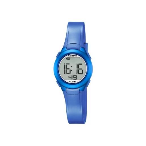 Calypso Watches K6043/D – Orologio Ragazza In Poliuretano, Cassa Rotonda, Quadrante Bianco E Dettagli Celesti, Impermeabile 100 Metri
