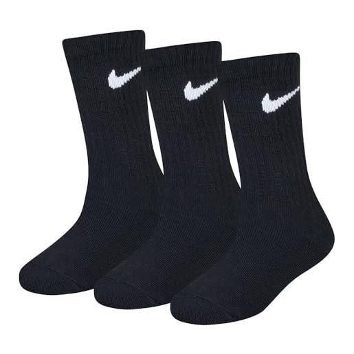 Nike kid's 3 pairs young athletes cushioned crew socks;Black (5-7)