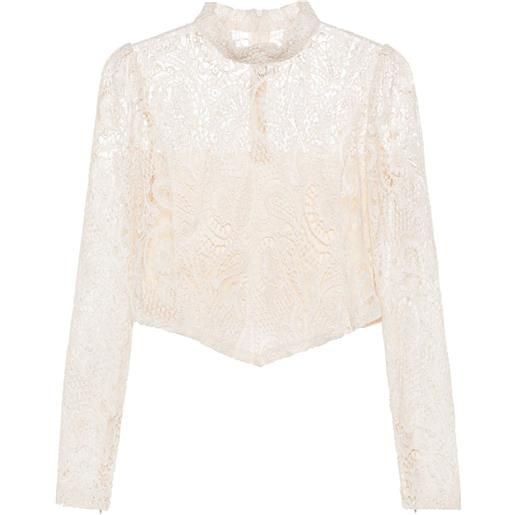 TWINSET top crop in macramé - toni neutri