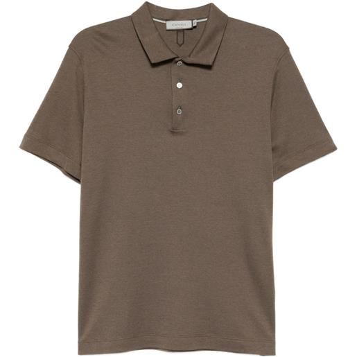 Canali polo in misto cotone con logo - marrone