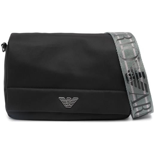 Emporio Armani borsa a tracolla con placca logo - nero