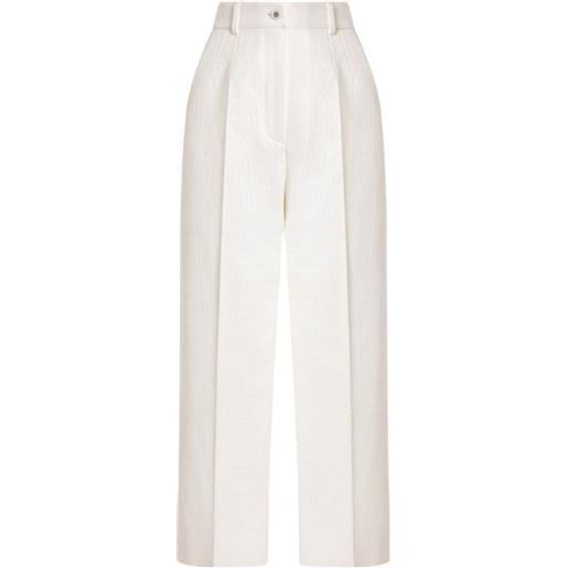 Dolce & Gabbana pantaloni dritti in misto lino - bianco