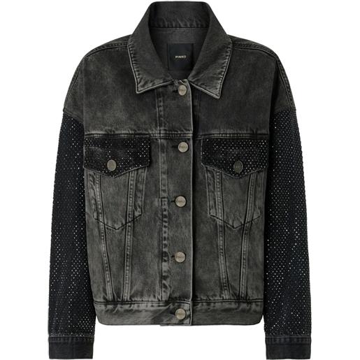 PINKO giacca denim con decorazione - nero