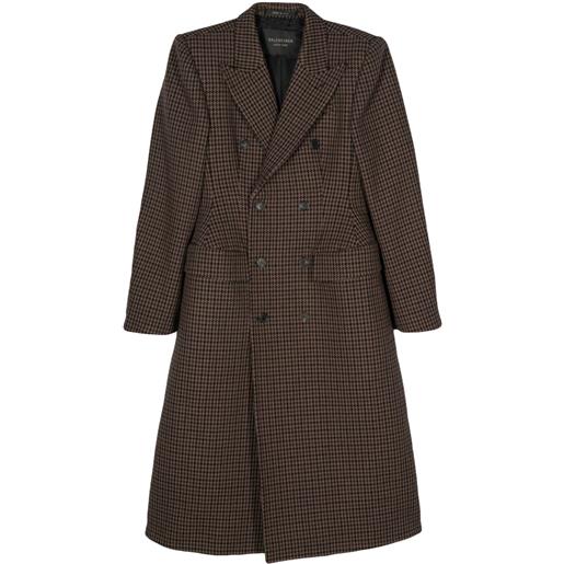 Balenciaga cappotto doppiopetto in pied-de-poule - marrone