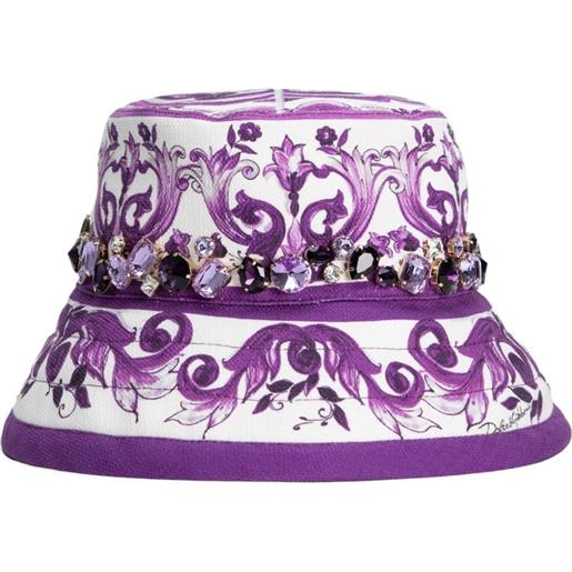 Dolce & Gabbana cappello bucket con stampa maiolica - bianco