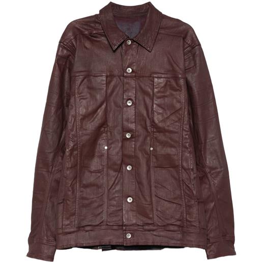 Rick Owens DRKSHDW giacca-camicia con finitura cerata - rosso