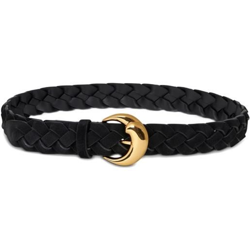 Cintura Donna In Pelle Intrecciata Con Fibbia Dorata – Senza Buchi Regolabile – Per Abiti E Jeans (Lunghezza 110 Cm, Larghezza 2,3 Cm)