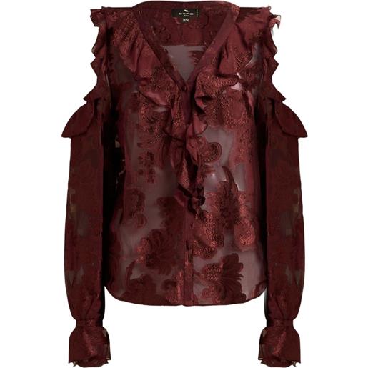 ETRO camicia in chiffon - rosso