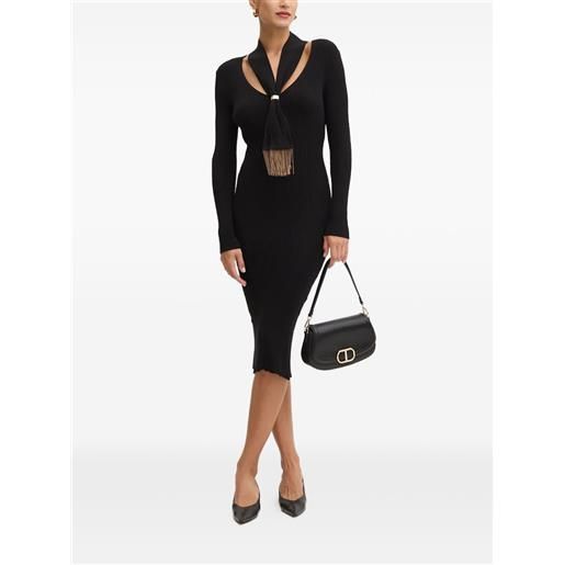 SIMONA CORSELLINI abito a coste con dettaglio foulard - nero