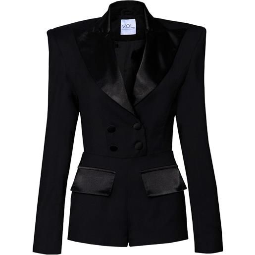 Vestiaire d'un Oiseau Libre tuta intera con revers satinati - nero