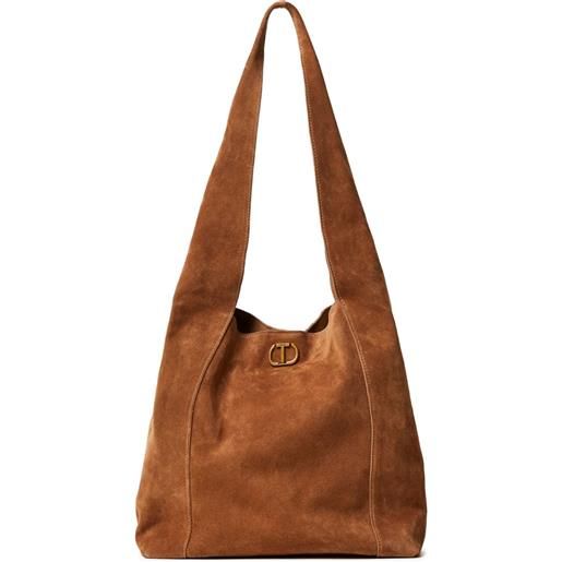 TWINSET borsa tote in pelle scamosciata - marrone