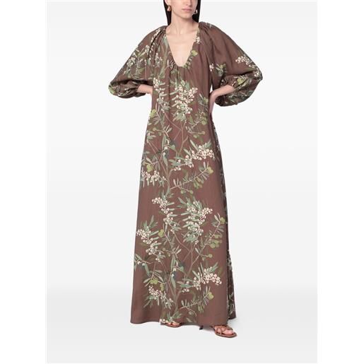 Bernadette abito georgio lungo a fiori - marrone