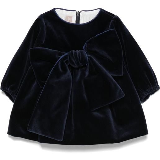 La Stupenderia set abito in velluto con fiocco (2 pezzi) - blu