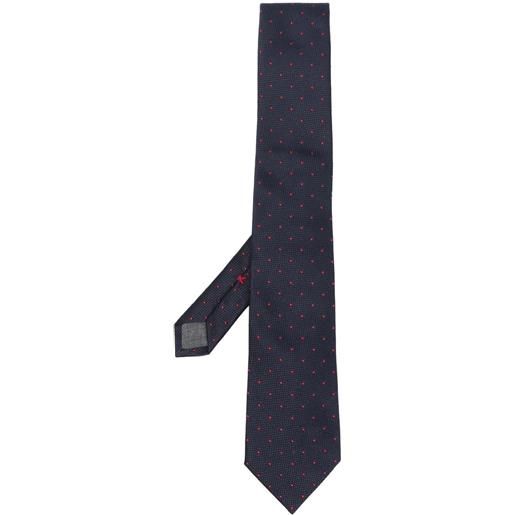 Brunello Cucinelli cravatta a pois con ricamo - blu