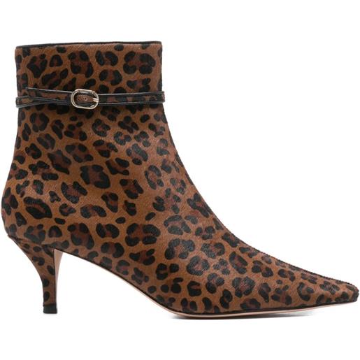 TWINSET stivaletti con stampa leopardata 70mm - marrone