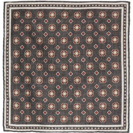 Brunello Cucinelli fazzoletto con stampa geometrica - grigio