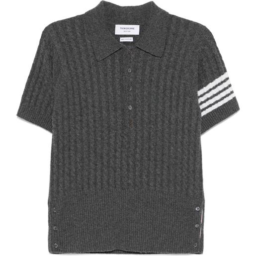 Thom Browne polo in cashmere con 4 righe - grigio