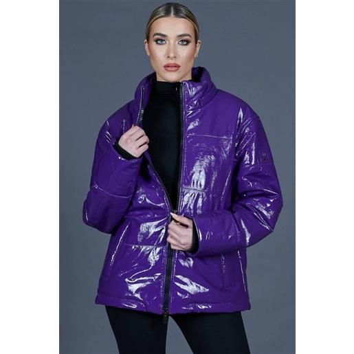 D'Arienzo piumino in pelle laminata viola versione oversize D'Arienzo
