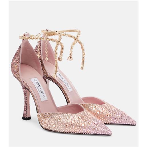 Jimmy Choo pumps stevie 100 in raso con cristalli