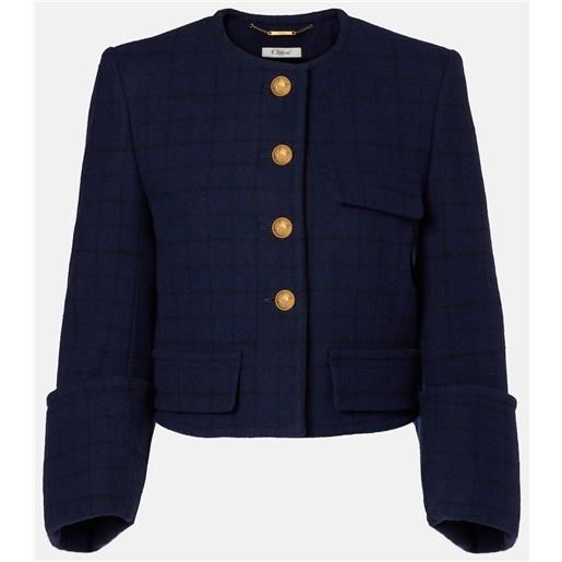 Chloe chloã© giacca cropped in misto lana a quadri