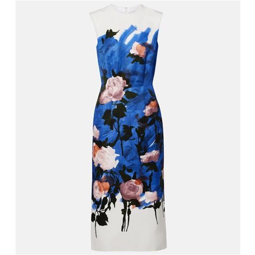 Erdem abito midi in misto cotone con stampa floreale