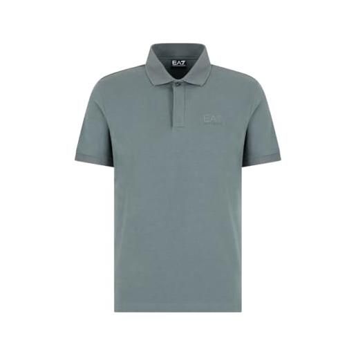 Emporio Armani ea7 polo visibility da uomo in jersey di cotone stretch con maxi stampa sulla schiena, 7m000228 (it, testo, m, regular, regular, urban chic)