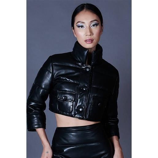 D'Arienzo piumino corto trapuntato in pelle nera D'Arienzo