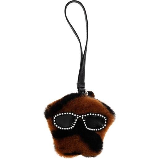 Versace ciondolo per borsa in finta pelliccia - marrone