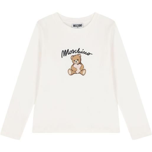 Moschino Kids t-shirt a maniche lunghe con logo - bianco