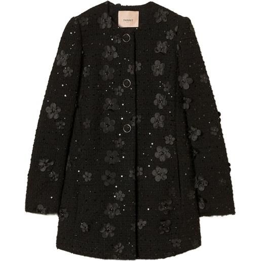 TWINSET cappotto con paillettes - nero