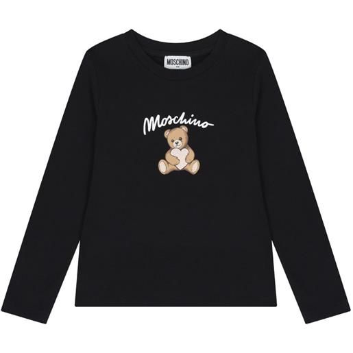 Moschino Kids t-shirt a maniche lunghe con logo - nero