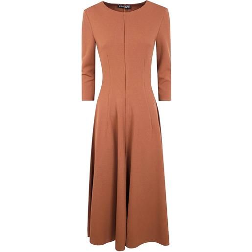 DRHOPE abito svasato con maniche a 3/4 - marrone