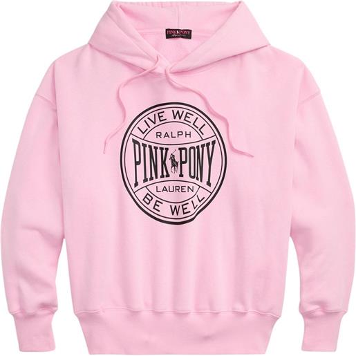 Polo Ralph Lauren felpa con cappuccio e logo pink pony - rosa