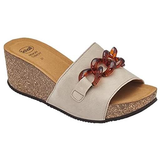 Scholl ravello high wedge ciabatte memory cushion colore taupe size 39