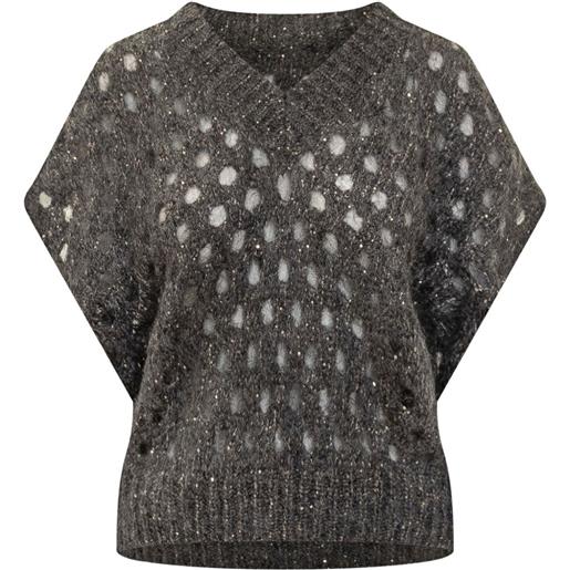 Brunello Cucinelli top con decorazione - grigio