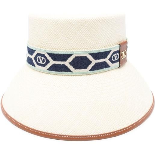 Valentino Garavani borsa a secchiello vlogo signature in paglia - toni neutri