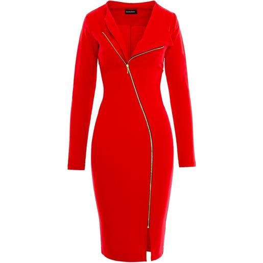 ROSERRY abito midi chelsea asimmetrico con zip - rosso