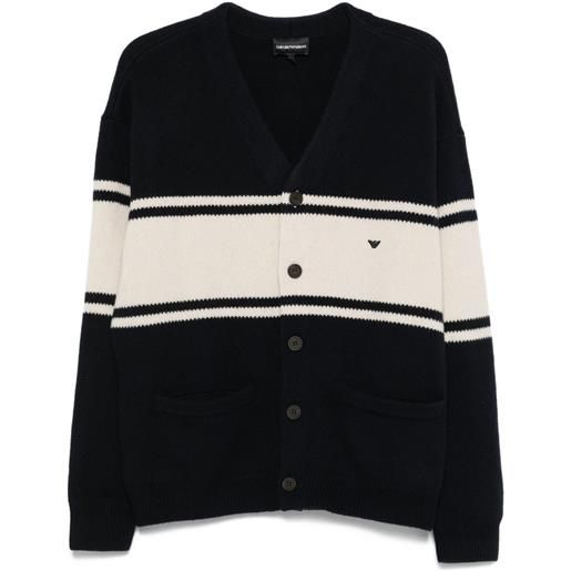 Emporio Armani cardigan in lana a righe - blu