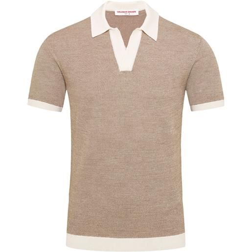 Orlebar Brown polo con banda a contrasto - toni neutri