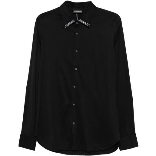 Emporio Armani camicia con placca logo - nero