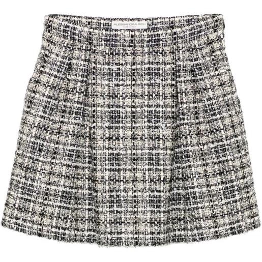 Alessandra Rich gonna a quadri in tweed - nero