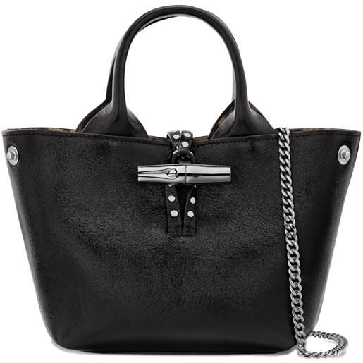 Longchamp borsa mini le roseau con borchie - nero