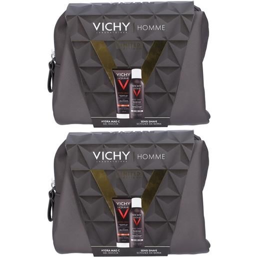 Vichy (L'Oreal Italia SpA) vichy homme pochette regalo da uomo per le esigenze specifiche della pelle maschile con gel doccia hydra mag c 200 ml + schiuma da barba sensi shave set 2 2x1 pz