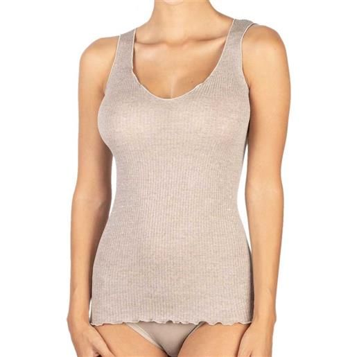 Egi canotta donna lana e seta a costina spallina larga