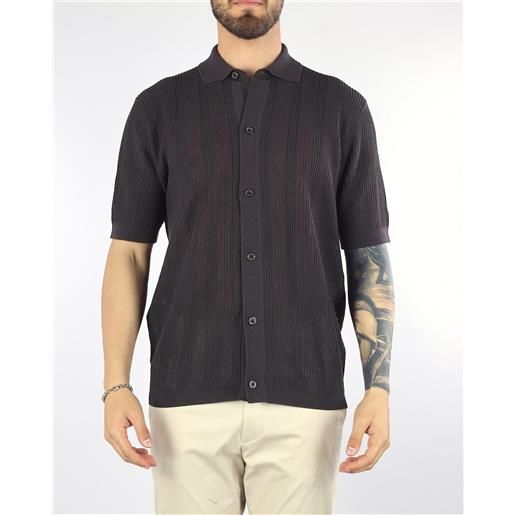 PAOLO PECORA camicia in maglia moro con maniche corte in cotone extrafine